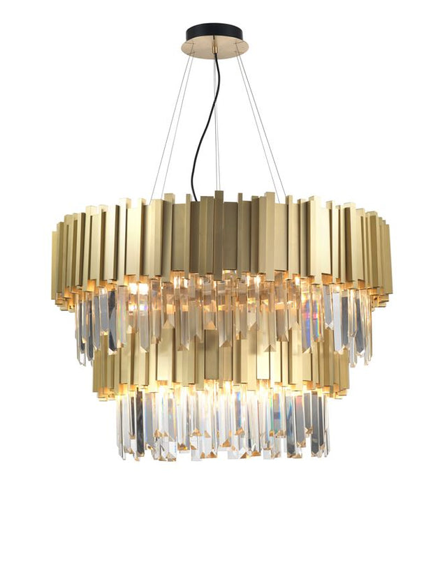BALADONA Golden Brass Aluminium & Crystal LED G9 20x3.5W IP20 Bulb Excluded D: 85 H1: 55.5 H2: 180cm