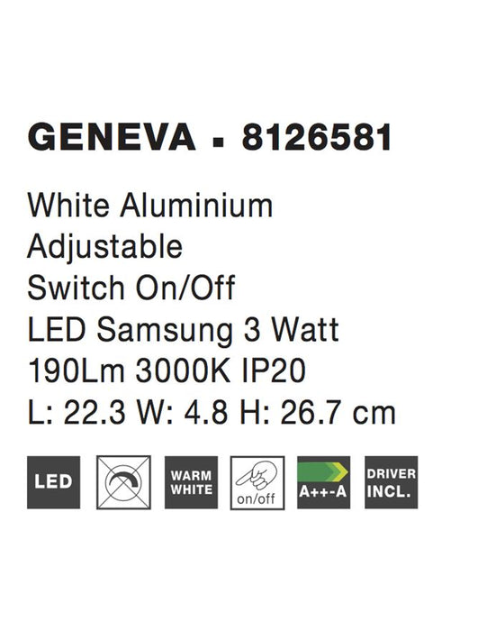 GENEVA Wall Light Sand White Aluminium LED 3W 3200K L:22.3 W:26.7 H:4.8cm