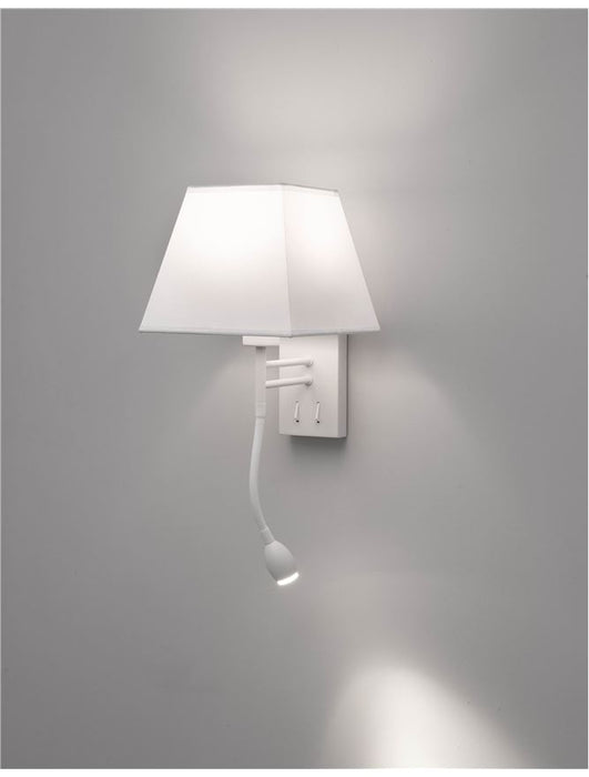 VALENCIA Wall Light Sand White Aluminium White Shade LED 3Watt 190lm E27 1x40 Watt L:21 W:25 H:40 cm
