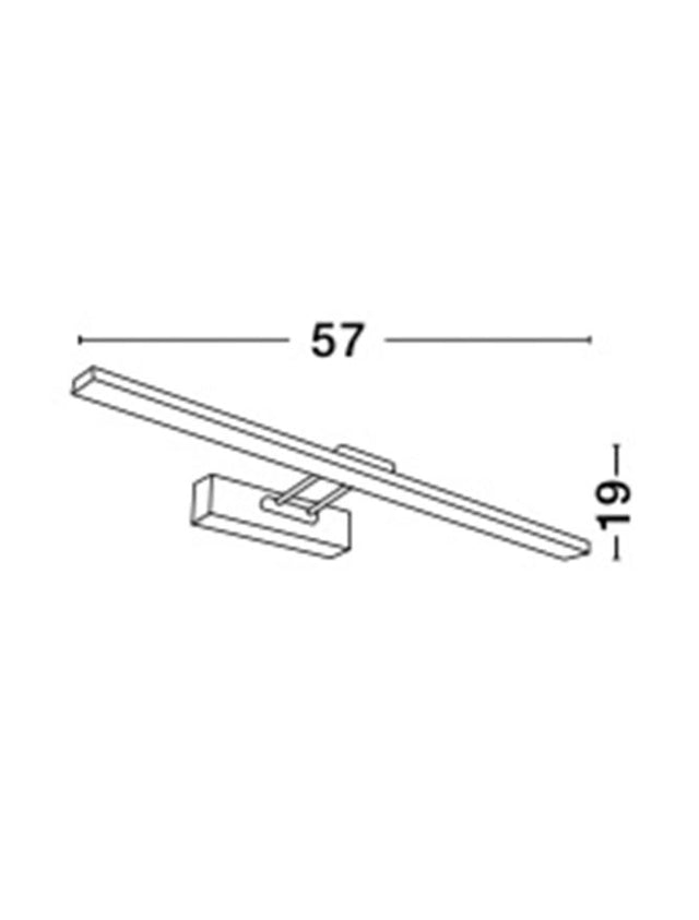 ROSA Chrome Aluminium & Acrylic LED 18 Watt 230 Volt 530Lm 4000K IP44 L: 57 W: 4.5 H: 19 cm