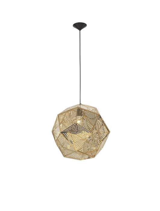 FOGGIA Gold Steinless Steel Black Fabric Wire LED E27 1x12 Watt IP20 Bulb Excluded D: 32 H1: 29 H2: 180 cm