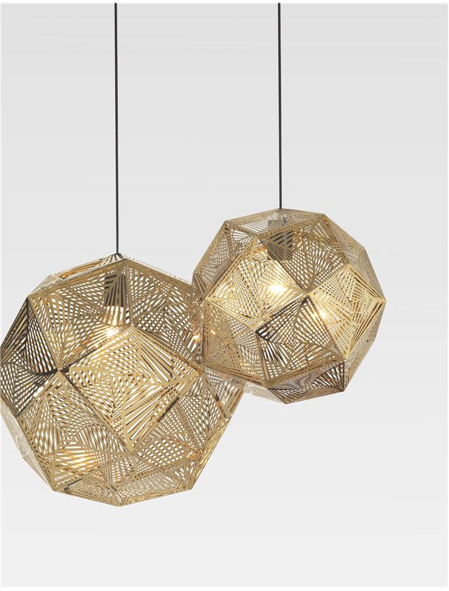 FOGGIA Gold Steinless Steel Black Fabric Wire LED E27 1x12 Watt IP20 Bulb Excluded D: 32 H1: 29 H2: 180 cm