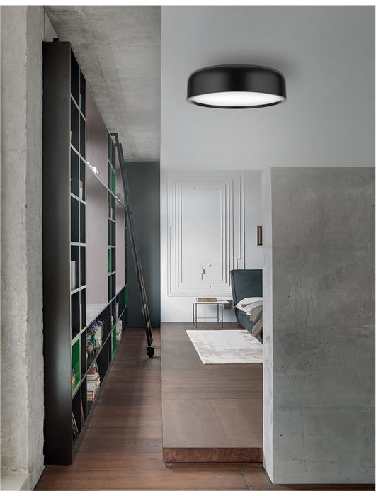 PERLETO Ceiling Lamp Blac k Metal & Acrylic Diffuser LED E27 2x12W D:35 H:13cm