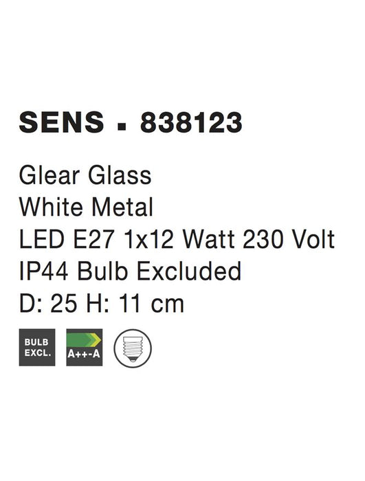 SENS CEILING LIGHT CLEAR GLASS LED E27 1x12W D:25 H:11cm