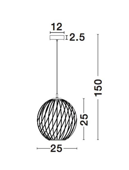 ERIBERTO Rust Copper Metal LED E27 1x12 Watt 230 Volt IP20 Bulb Excluded D: 25 H1: 25 H2: 150 cm