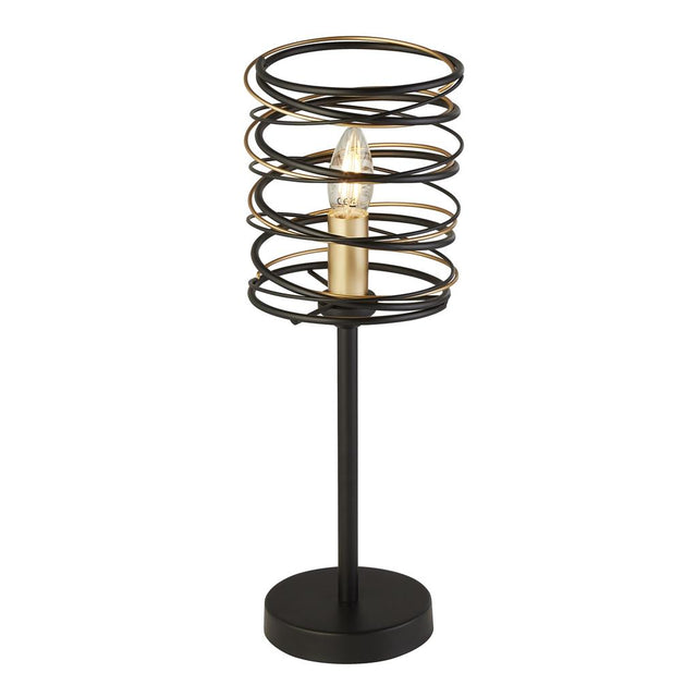 1LT SPRING TABLE LAMP, BLACK AND GOLD