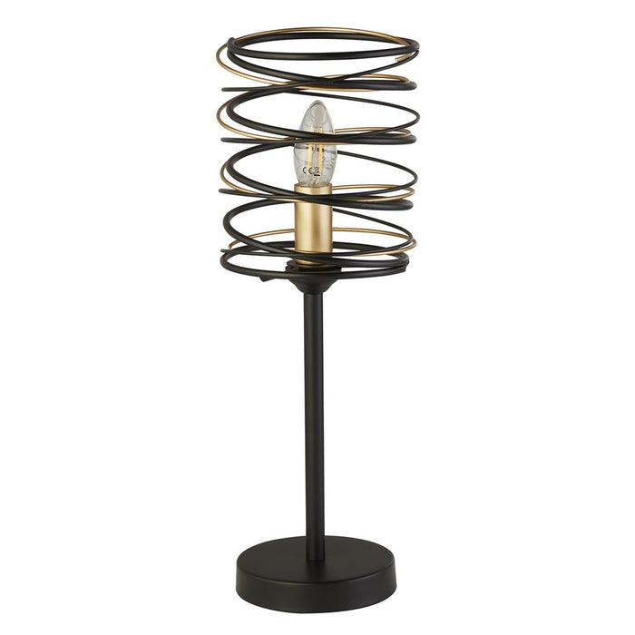 1LT SPRING TABLE LAMP, BLACK AND GOLD
