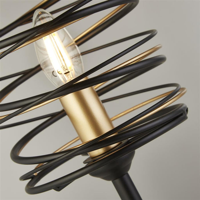 1LT SPRING TABLE LAMP, BLACK AND GOLD