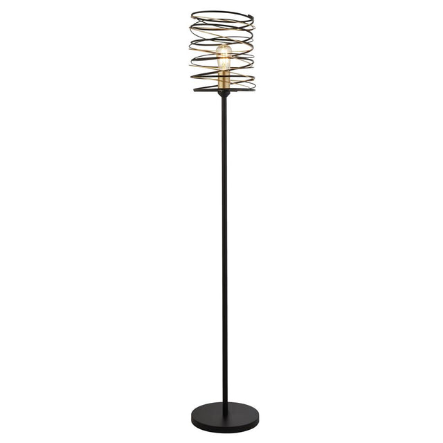 1LT SPRING FLOOR LAMP, BLACK AND GOLD