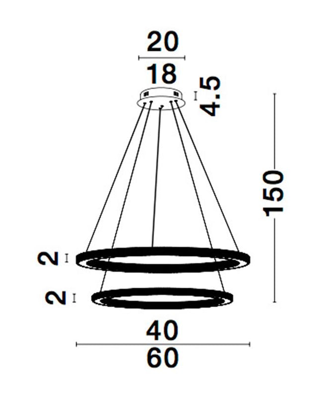 CILION Brass Gold Aluminium & Acrylic LED 56 Watt 230 Volt 3555Lm 2926K IP20 D1: 40 D2: 60 H: 150 cm