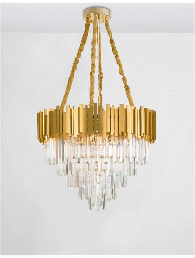 GRANE Gold Metal & Crystal LED E14 12x5 Watt 230 Volt IP20 Bulb Excluded D: 73 H1: 50 H2: 120 cm
