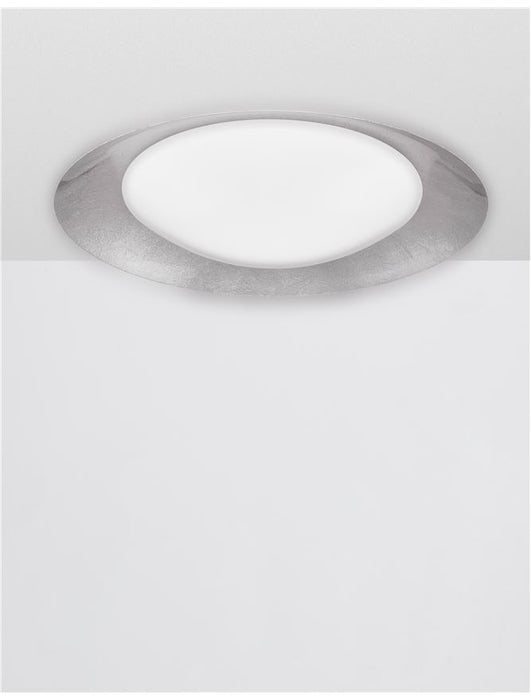 ZANO Metal & Acrylic Diffuser White Outside Silver Leaf Inside LED 28 Watt 230 Volt 1400Lm 3000K IP20 D: 50 H: 10 cm