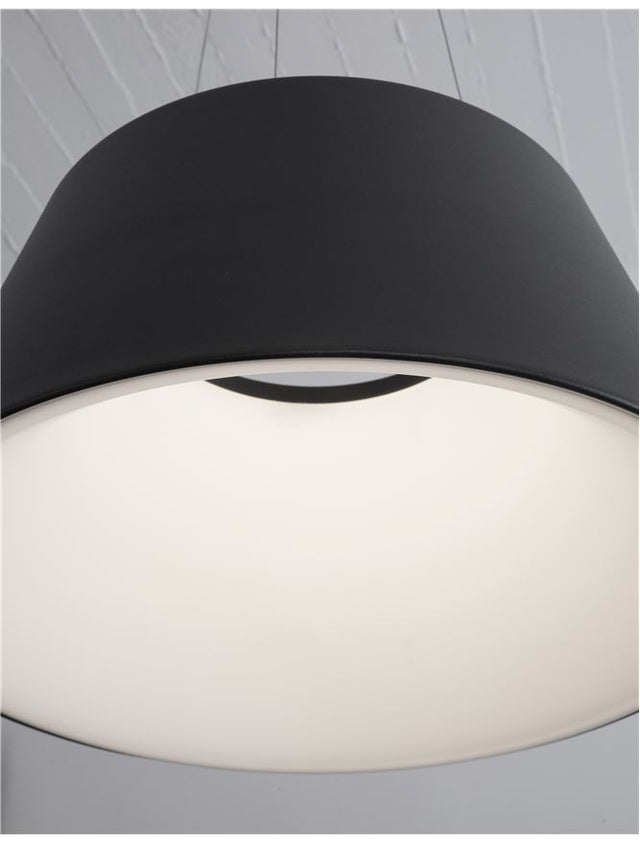 VOLCANO Metal & Acrylic Diffuser Sandy Black Outside Sandy White Inside LED 33 Watt 230 Volt 1680Lm 3000K IP20 D: 45 H1: 22 H2: 120 cm