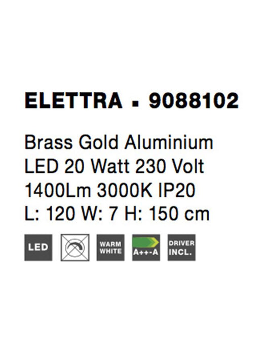 ELETTRA Brass Gold Aluminium LED 20 Watt 230 Volt 1400Lm 3000K IP20 L: 120 W: 7 H: 150 cm