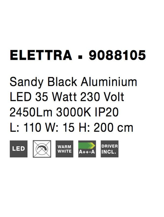 ELETTRA Sandy Black Aluminium LED 35 Watt 230 Volt 2450Lm 3000K IP20 L: 110 W: 15 H: 200 cm