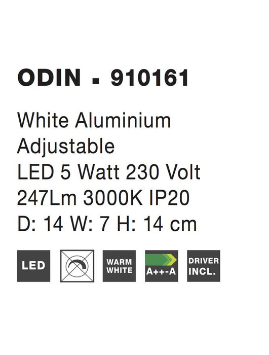 ODIN Wall Lamp White Aluminium Led 5 Watt D:14 W:7 H:14cm