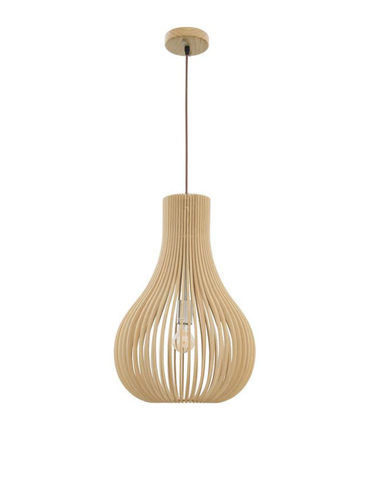 SOHO Natural Wood Brown Fabric Cable Solid Wood Canopy LED E27 1x12 Watt 230 Volt IP20 Bulb Excluded D: 38 H1: 55 H2: 245 cm