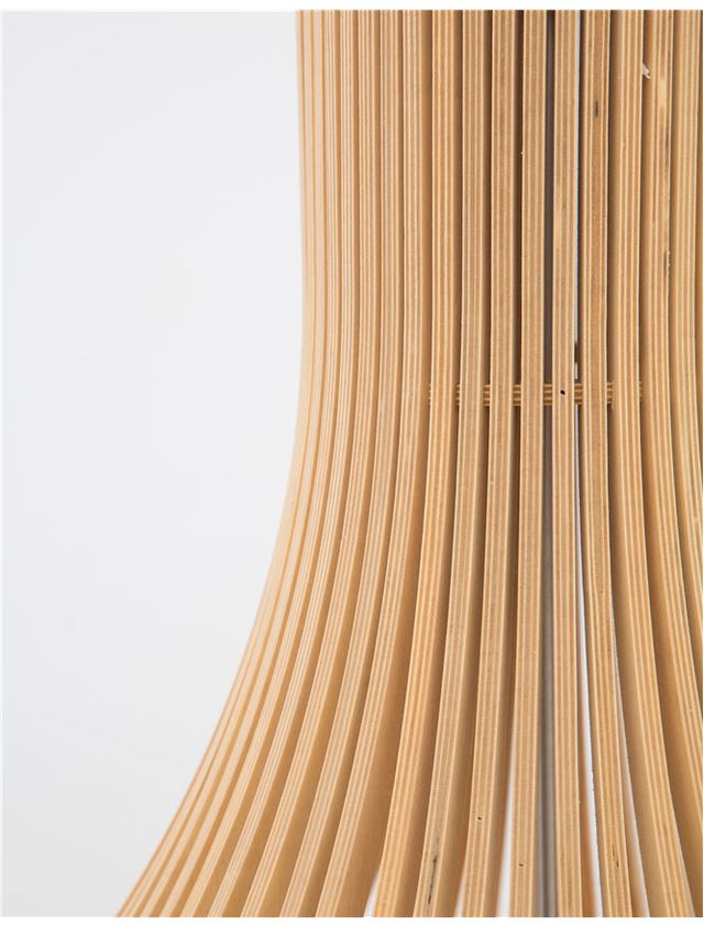 SOHO Natural Wood Brown Fabric Cable Solid Wood Canopy LED E27 1x12 Watt 230 Volt IP20 Bulb Excluded D: 38 H1: 55 H2: 245 cm