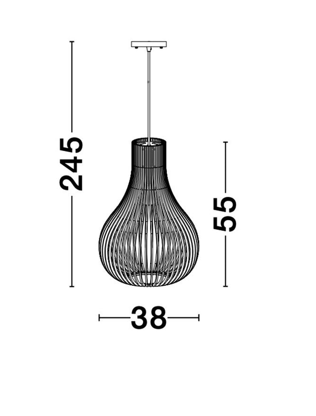 SOHO Natural Wood Brown Fabric Cable Solid Wood Canopy LED E27 1x12 Watt 230 Volt IP20 Bulb Excluded D: 38 H1: 55 H2: 245 cm