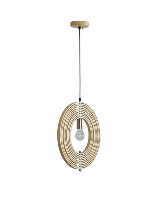 ASCO Natural Wood Brown Fabric Cable LED E27 1x12 Watt 230 Volt IP20 Bulb Excluded D: 43 H1: 43 H2: 130 cm