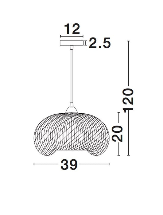 SCARLET Bamboo Black PVC Wire LED E27 1x12 Watt 230 Volt IP20 Bulb Excluded D: 39 H1: 20 H2: 120 cm