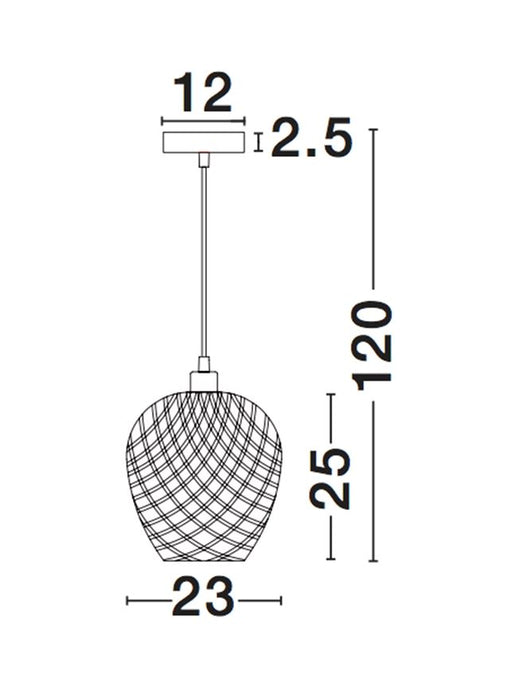 SCARLET Bamboo Black PVC Wire LED E27 1x12 Watt 230 Volt IP20 Bulb Excluded D: 23 H1: 25 H2: 120 cm