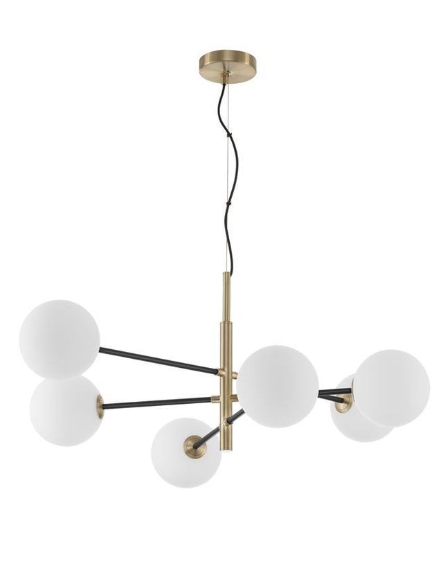 VITRA Satin Gold Black Metal White Opal Glass LED G9 6x5 Watt 220 Volt IP20 Bulb Excluded L:103 W: 75 H1: 36 H2: 136 cm
