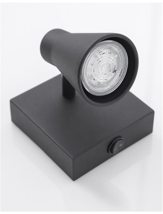 DUBLIN Sandy Black Metal Switch On/Off LED GU10 1x10 Watt 230 Volt IP20 Bulb Excluded L: 10 H: 15 cm