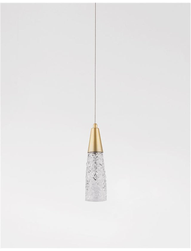 KOVAC Brushed Gold Steel & Clear Structured Glass LED G9 1x5 Watt 230 Volt IP20 Bulb Excluded D: 29 H1: 29 H2: 180 cm