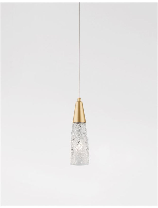KOVAC Brushed Gold Steel & Clear Structured Glass LED G9 1x5 Watt 230 Volt IP20 Bulb Excluded D: 29 H1: 29 H2: 180 cm