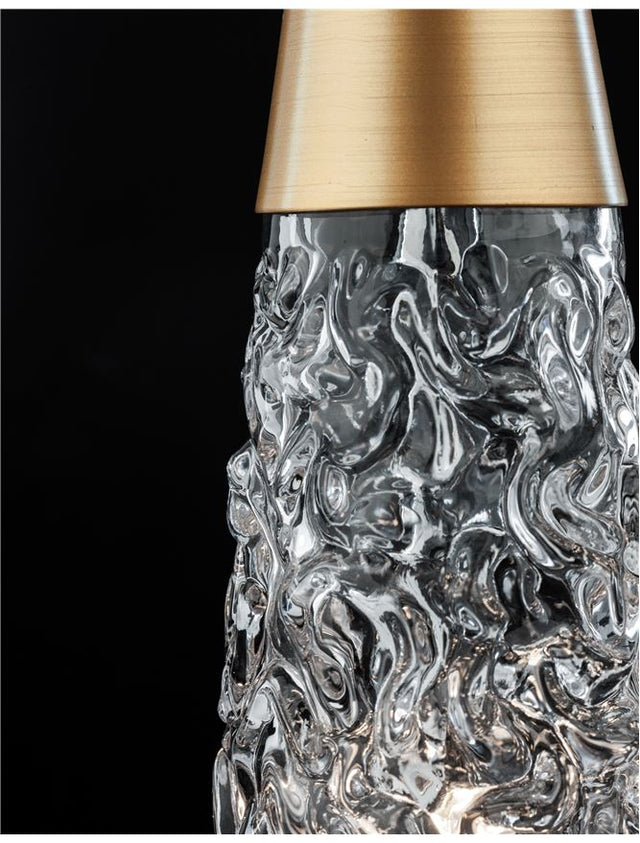 KOVAC Brushed Gold Steel & Clear Structured Glass LED G9 1x5 Watt 230 Volt IP20 Bulb Excluded D: 29 H1: 29 H2: 180 cm