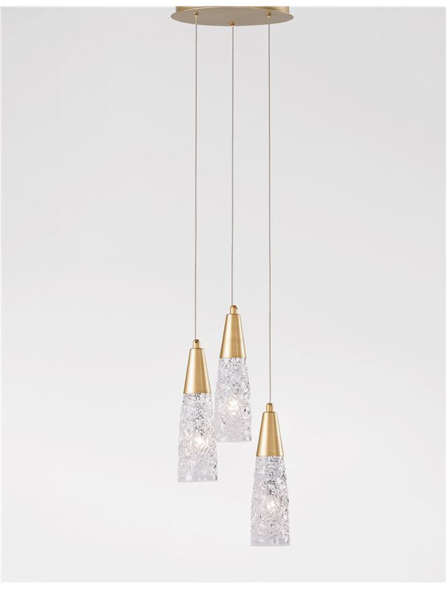 KOVAC Brushed Gold Steel & Clear Structured Glass LED G9 3x5 Watt 230 Volt IP20 Bulb Excluded D: 25 H: 180 cm