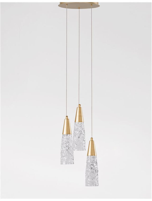 KOVAC Brushed Gold Steel & Clear Structured Glass LED G9 3x5 Watt 230 Volt IP20 Bulb Excluded D: 25 H: 180 cm