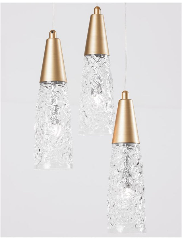 KOVAC Brushed Gold Steel & Clear Structured Glass LED G9 3x5 Watt 230 Volt IP20 Bulb Excluded D: 25 H: 180 cm