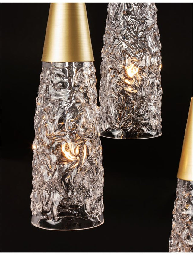 KOVAC Brushed Gold Steel & Clear Structured Glass LED G9 3x5 Watt 230 Volt IP20 Bulb Excluded D: 25 H: 180 cm