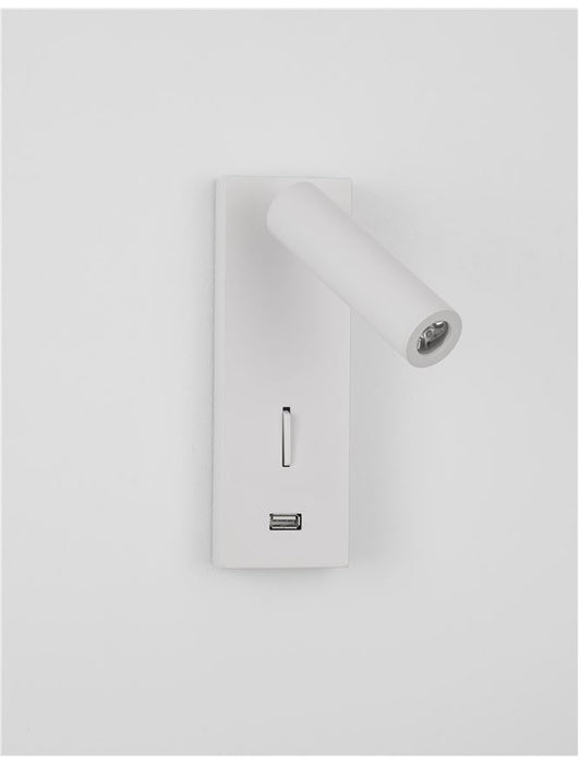 FUSE White Aluminium Adjustable Switch On/Off - USB Charger LED Samsung 3 Watt 210Lm 3000K IP20 L: 6 W: 12.3 H: 18 cm