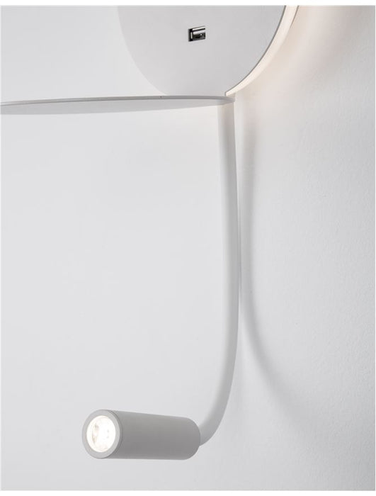 ECLIP White Aluminium Adjustable Switch On/Off USB Charger LED Samsung 230 Volt 3000K Backlight 6 Watt 310Lm Reader 3 Watt 210Lm IP20 L: 15 W: 19.5 H: 50 cm