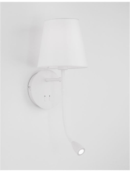 NIA White Metal White Fabric Shade Switch On/Off LED 3 Watt 3000K 180Lm LED E14 1x5 Watt 230 Volt IP20 Bulb Excluded L:19 W: 16 H: 30 cm