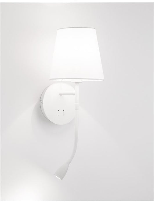 NIA White Metal White Fabric Shade Switch On/Off LED 3 Watt 3000K 180Lm LED E14 1x5 Watt 230 Volt IP20 Bulb Excluded L:19 W: 16 H: 30 cm