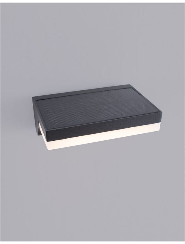 DYN Anthracite Die-Casting Aluminium & Acrylic Diffuser LED 1.5 Watt 152Lm 3000K CRI>80 200-240 Volt Beam Angle 110° IP65 Solar / Switch On/Off L: 16 W: 11.5 H: 6 cm