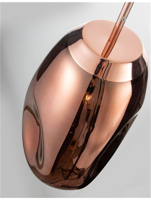 LAVA Copper Metal Handmade Copper Glass LED E27 1x12 Watt 230 Volt IP20 Bulb Excluded D: 22 H1: 49.6 H2: 120 cm