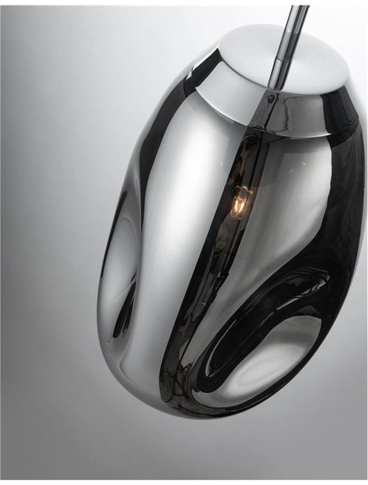 LAVA Chrome Metal Handmade Chrome Glass LED E27 1x12 Watt 230 Volt IP20 Bulb Excluded D: 22 H1: 49.6 H2: 120 cm