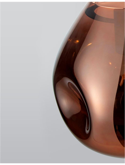 LAVA Copper Metal Handmade Copper Glass LED E27 1x12 Watt 230 Volt IP20 Bulb Excluded D: 25 H1: 38.5 H2: 120 cm