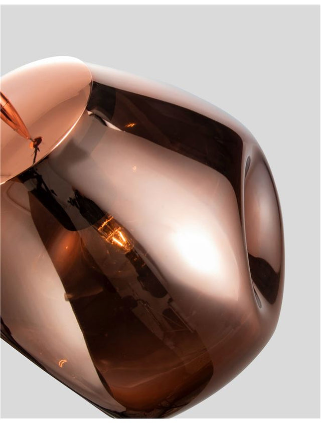 LAVA Copper Metal Handmade Copper Glass LED E27 1x12 Watt 230 Volt IP20 Bulb Excluded D: 25 H1: 38.5 H2: 120 cm