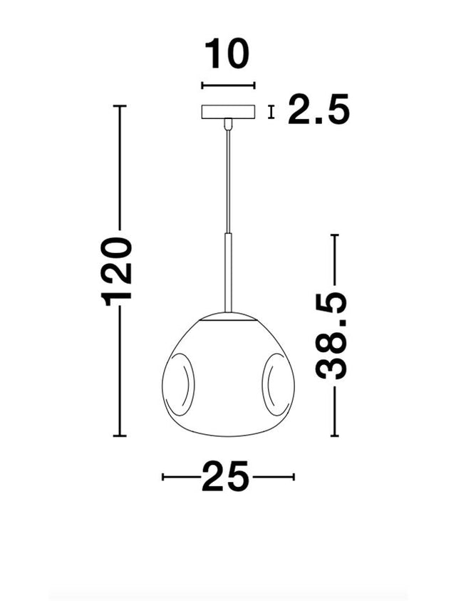 LAVA Copper Metal Handmade Copper Glass LED E27 1x12 Watt 230 Volt IP20 Bulb Excluded D: 25 H1: 38.5 H2: 120 cm