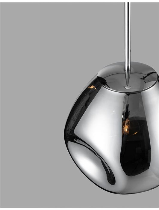 LAVA Chrome Metal Handmade Chrome Glass LED E27 1x12 Watt 230 Volt IP20 Bulb Excluded D: 25 H1: 38.5 H2: 120 cm