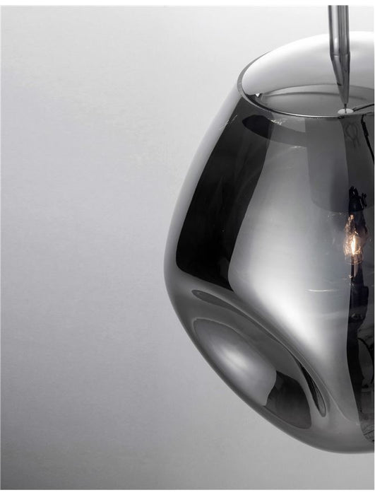 LAVA Chrome Metal Handmade Chrome Glass LED E27 1x12 Watt 230 Volt IP20 Bulb Excluded D: 25 H1: 38.5 H2: 120 cm