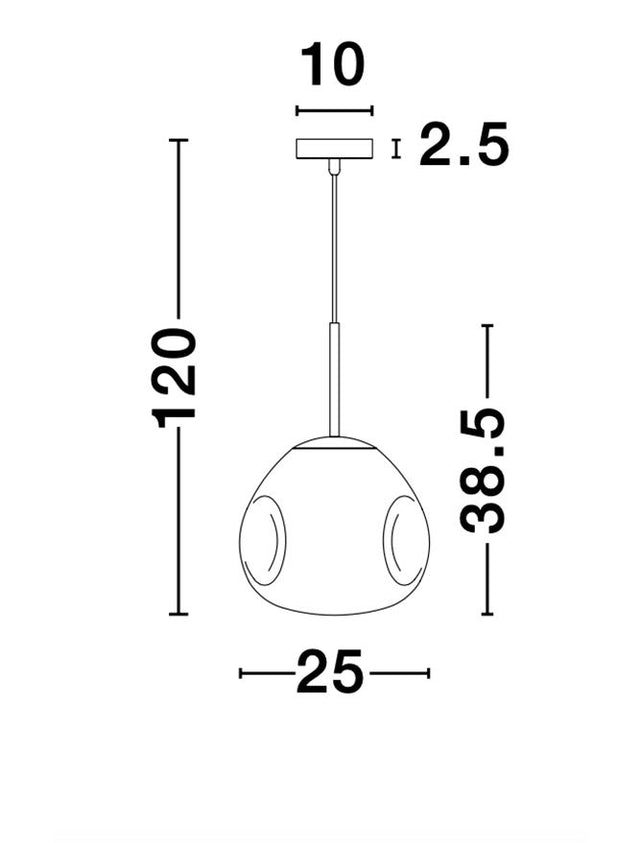 LAVA Chrome Metal Handmade Chrome Glass LED E27 1x12 Watt 230 Volt IP20 Bulb Excluded D: 25 H1: 38.5 H2: 120 cm