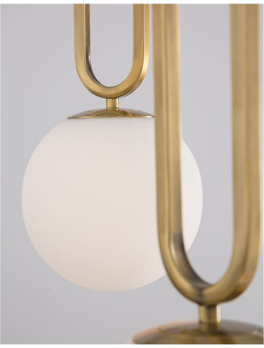 GRUS Brass Metal Opal Glass LED E27 1x12 Watt 230 Volt IP20 Bulb Excluded D: 20 H1: 51 H2:120 cm