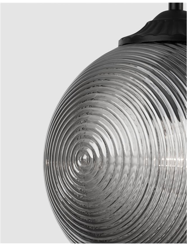 ATHENA Smoky Gray Glass Matt Black Metal LED E27 1x12 Watt 230 Volt IP20 Bulb Excluded D: 25 H: 120 cm